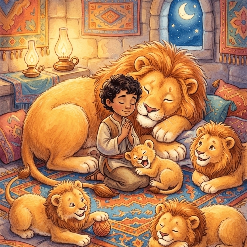 Hand Crafted Vibrant Lion Family Art Print In A Frame 8x10 - Picture 2 of 2